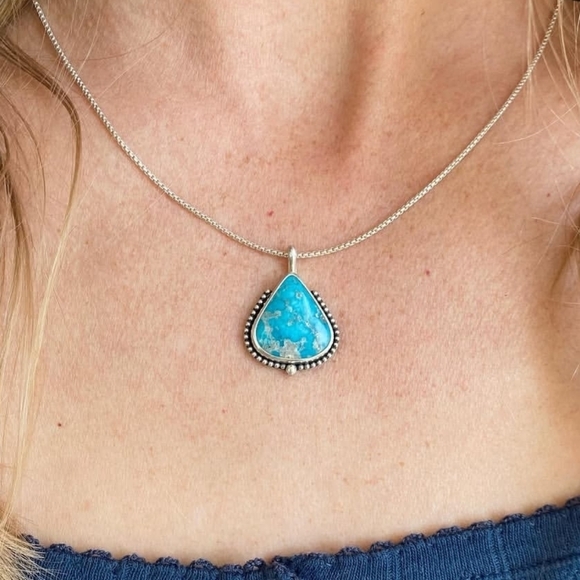 Whitewater Turquoise Teardrop Pendant Necklace - Picture 2 of 2